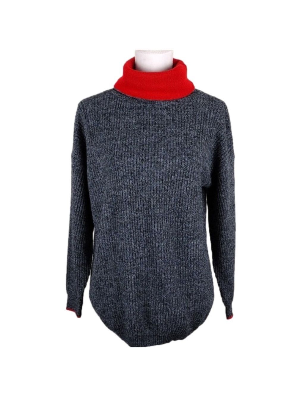 MAJOR Motion Vintage Marbled Grey Turtleneck Long Sleeve Pullover Tunic Sweater